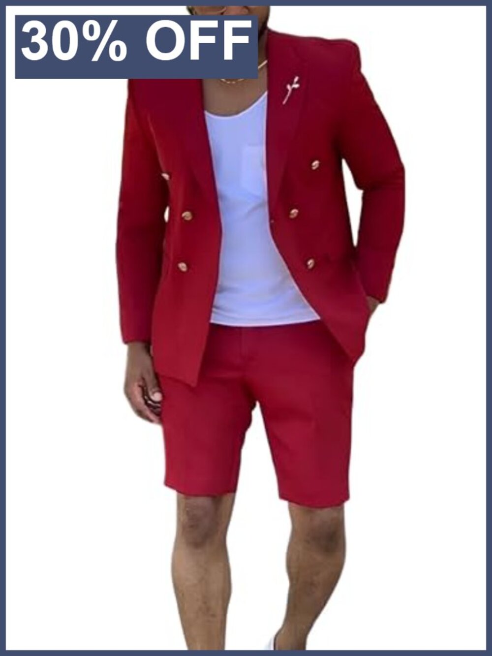 Men's 2pc Summer Short Suit Lightweight Wedding Tuxedo Polyester Blend